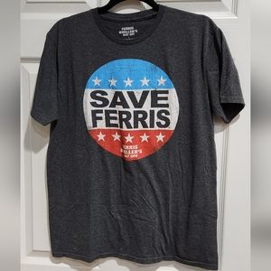 Ferris Bueller "Save Ferris" grey tshirt women's size Large